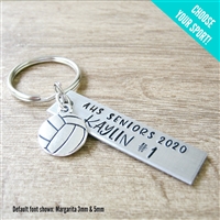 Personalized Volleyball Key Chain, Choose your sport