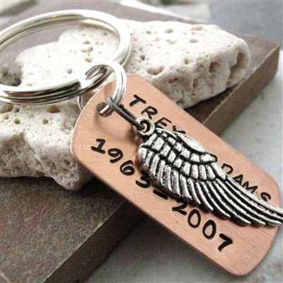 Personalized Memorial Angel Wing Key Chain