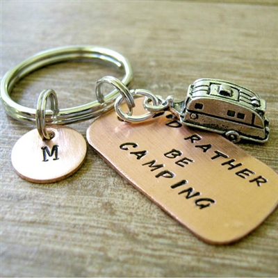 Camper Key Chain, I'd Rather Be Camping with camping trailer charm