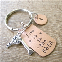 Hairdresser Keychain, Love is in Hair, blow dryer charm