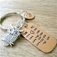 Personalized Owl Keychain, Who Loves You