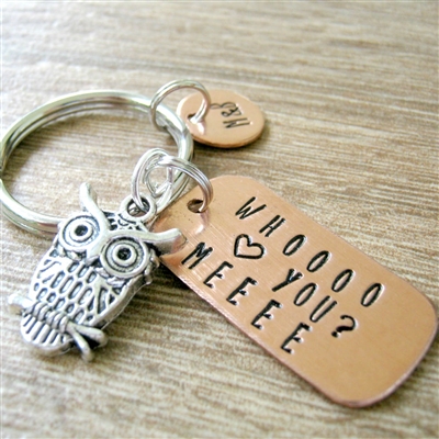 Personalized Owl Keychain, Who Loves You