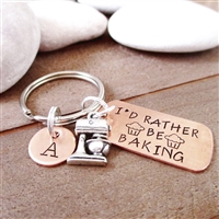 I'd Rahter Be Baking Keychain, optional initial disc
