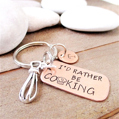 I'd Rahter Be Cooking Keychain, optional initial disc