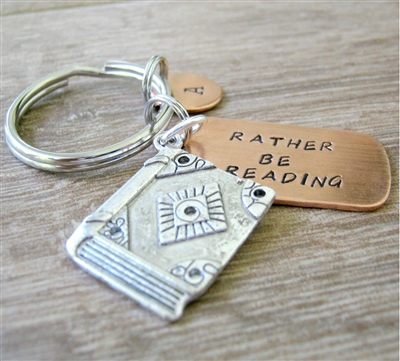 Rather Be Reading Key Chain with book charm