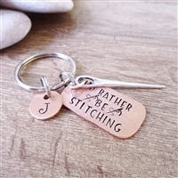 Personalized Cross Stitch Keychain with needle charm