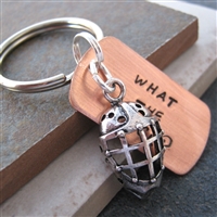 What the Puck? Hockey Key Chain with hockey mask charm