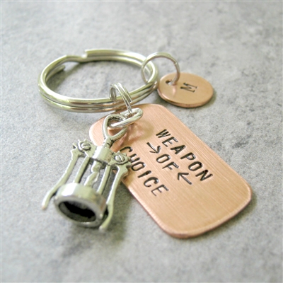 CORKSCREW Weapon of Choice Stamped Keychain