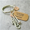 Trombone Key chain, Weapon of Choice, copper dog tag with trombone charm