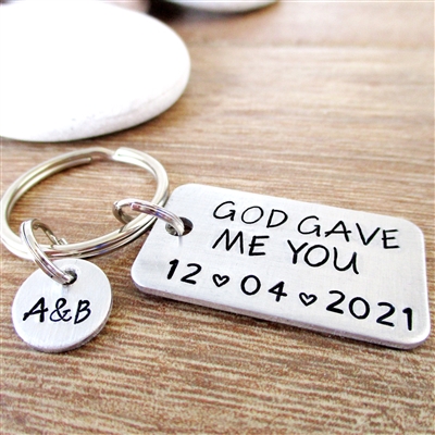 God Gave Me You Key Chain,  date and initials