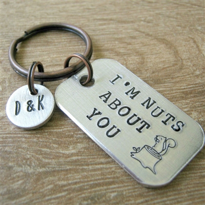 I'm Nuts About You Keychain with optional initial disc