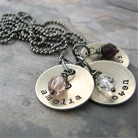 Personalized Mother's Necklace, nickel silver discs