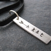 Mens Couples Necklace, pewter bar with initials