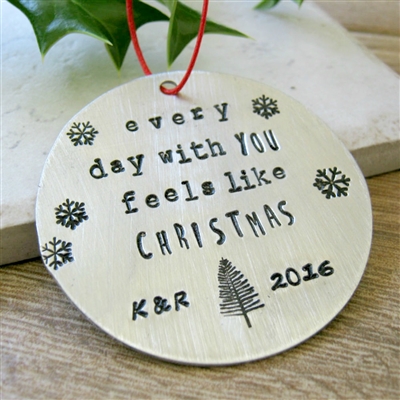 Personalized Couples Christmas Ornament, Every Day With You Feels Like Christmas