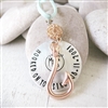 Hooked On You Ornament with initials and anniversary date, rose gold hook