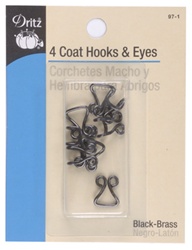 DRITZ D97-1 Coat Hooks & Eyes Black