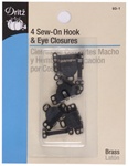 DRITZ D93-1 Sew-On Hook & Eye Closures Black