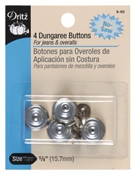 DRITZ D9-65 4 Dungaree Buttons Nickel