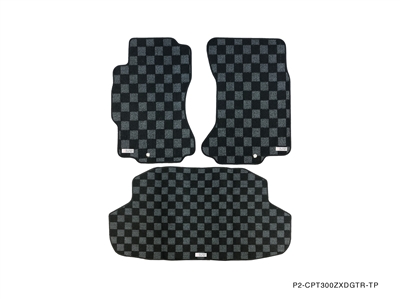 P2M NISSAN Z32 300ZX 1990-96 RACE FLOOR MATS + TRUNK MAT (3PCS SET) : DARK GREY