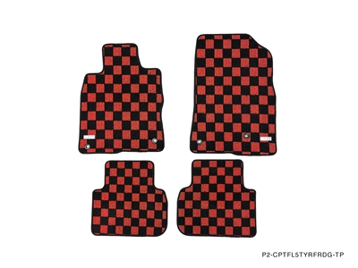P2M HONDA CIVIC TYPE-R (FL5) 2022+  RACE FLOOR MATS : RED/BLACK CHECKERED PATTERN (FRONT/REAR) ** LIMITED PRODUCTION RUN **