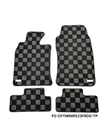 P2M MIN COOPER R52 CONVERTIBLE (2004-08) / R53 2 DOOR HATCH (2002-06) FRONT + REAR RACE FLOOR MATS : DARK GREY