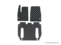 P2M TESLA MODEL X 2021+ FRONT+REAR CHECKERED FLOOR MATS : DARK GREY