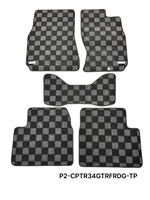 P2M R34 SKYLINE GTR (JDM RHD) FRONT + REAR RACE FLOOR MATS : DARK GREY