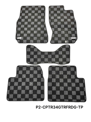 P2M R34 SKYLINE GTR (JDM RHD) FRONT + REAR RACE FLOOR MATS : DARK GREY