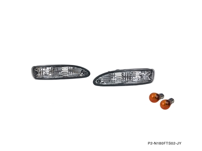 P2M NISSAN 180SX CHUKI CRYSTAL CLEAR DUAL POSTS FRONT TURN SIGNALS [TEAR DROP]