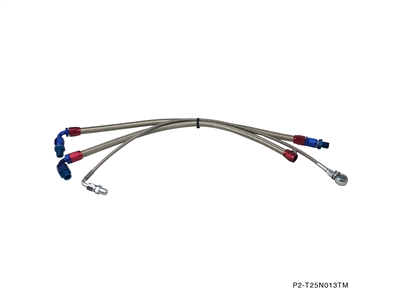 P2M NISSAN S13 SR20DET STEEL BRAIDED TURBO LINE KIT - TOP MOUNT