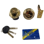 Mul-T-Lock Junior - Polished Shiny Brass US3 Finish Double Cylinder Cronus Deadbolt Adj Backset Grade 2 HIGH SECURITY 008 KEYWAY