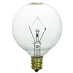 Sunlite, 1 Pack, 15GCC, 15 Watt, 120V Clear, Vanity Light Bulb, G16.5 Globe, 2" Diameter, Candelabra Base, Decorative