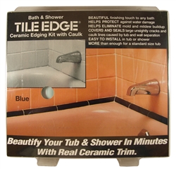 Tile Edge, 02107, Blue, Bath & Shower Ceramic Edging Kit With Caulk