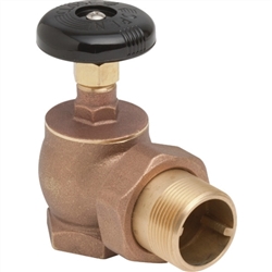 WAL-RICH 0408004 1-1/4" Brass Radiator Steam Angled Valve with Ground Joint Union Tailpiece and Nut - IPS