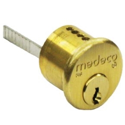 Medeco 10-0400-606-00 Satin Brass Solid Replacement 1-1/16" Rim Cylinder Lock 6 Pin, Original 00 Keyway HIGH SECURITY