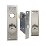 Maxtech or Em-D-Kay or Gotham (Marks 91DW/26D Like) Satin Chrome 26D Left Hand Heavy Duty Mortise Lock Knob Vestibule Function Always Locked Storeroom Latch Only Lockset, PROGRESSIVE Escutcheon Plate Knob Hole And NO Thumb Turn,Surface Mounted Screw-on Kn