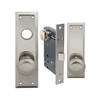 Maxtech or Em-D-Kay or Gotham (Marks 91DW/26D-X Like), Satin Chrome 26D, Wide Face Plate, Left Hand, Heavy Duty Mortise Lock Knob Vestibule Function Always Locked Storeroom Latch Only Lockset, PROGRESSIVE Escutcheon Plate 2-1/4" X 7" Knob Hole And NO Thum