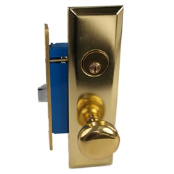 Maxtech (Like Marks 114A/3) 1033B Polished Brass Right Hand Heavy Duty Mortise Entry Lockset, Screwless Knobs Thru Bolted Lock Set