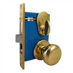 Maxtech, (Like Marks 22AC), Polished Brass US3, Left Hand, Ornamental Knob Rose Mortise Entry Lockset Iron Gate Door - Single Cylinder Lock Set with Marks Thumb Turn