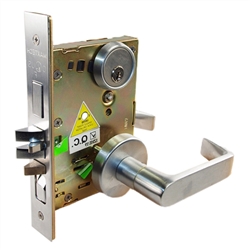 Maxtech Steel Body Grade 1 UL & Fire-Rated (Like Falcon MA Series) 10341RL-RH M Series Satin Chrome 26D Right Hand Entry Entrance Office Heavy Duty Mortise Lockset With Lever SC1 Keyway
