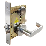 Maxtech Steel Body Grade 1 (Like Falcon MA Series) 10344RL-RH M Series Satin Chrome 26D Right Hand Storeroom Heavy Duty Mortise Lockset With Lever SC1 Keyway