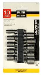 Master Mechanic, 106379, 10 Piece 3/16 Inch to 10mm 1/4-Inch Hex Drive Nut Setter Assortment