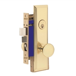 Marks Metro 114A/3-X Right Hand Brass Mortise Entry, Thru Bolted Lockset with 1-1/4" x 8" Wide Face Plate Lock Set