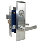 Marks Metro 116A/26D, Satin Chrome Right Hand Entrance Angled Lever Escutcheon Plate Mortise Entry Lockset, Screwless Angled Lever Thru-Bolted Lock Set