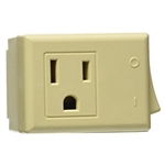 Leviton 1470-I Ivory 15 Amp 125 Volt AC 3 Wire Grounded Switch Tap with On / Off Button