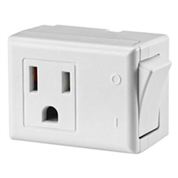 Leviton, 1470-W, White, 15 Amp 125 Volt AC 3 Wire Grounded Switch Tap with On / Off Button