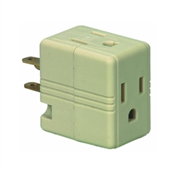 Pass & Seymour, 1482ICC10, Ivory, 15A, 125V, Grounded Triple Cube Adapter, NEMA 5-15R