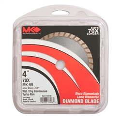 MK Diamond 159106 MK-99 4-Inch Dry or Wet Cutting Turbo Saw Blade with 20-Millimeter or 5/8-Inch Arbor Concrete and Brick