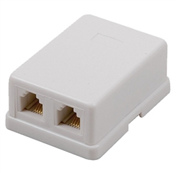 CONECT IT 20-636WH White Surface Mounted Modular Dual Wall Phone Jack