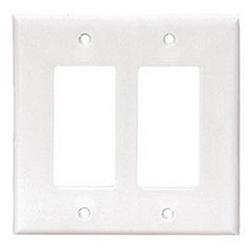 Cooper Wiring 2052W White MIDI Midway Size 2 Gang Decorator Rocker / Block Duplex / GFI Recepts. Wall Plate